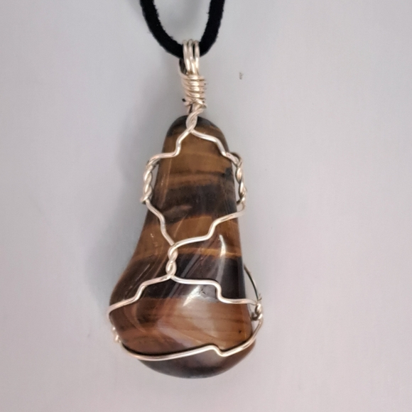 Polished Tigers Eye Gemstone Wire Wrapped - Picture 2 of 8